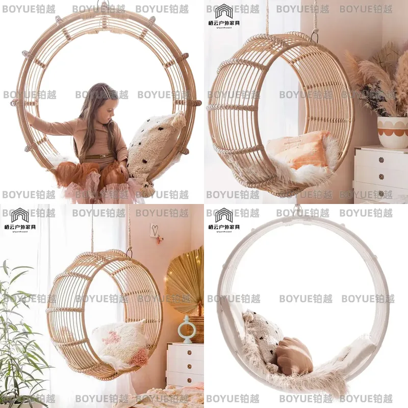 Kids Outdoor Hanging Chair - Уличное подвесное кресло-качалка из ротанга для