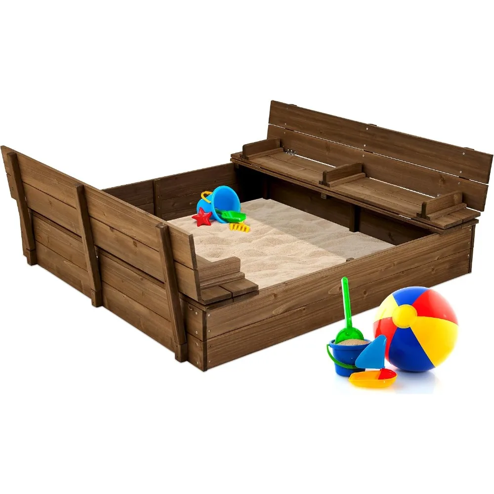 Kids Outdoor Bench - Новая улучшенная модель: Большая деревянная песочница
