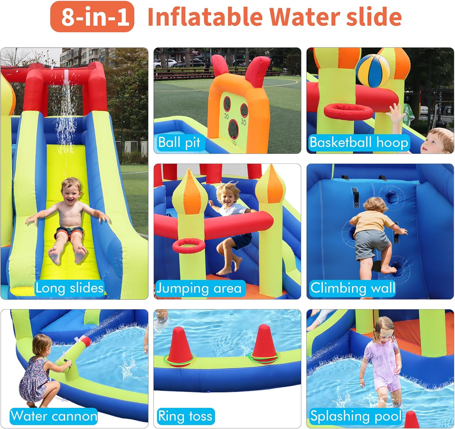 Детский надувной батут с двумя – обзор и цена Kids Outdoor Water Slide