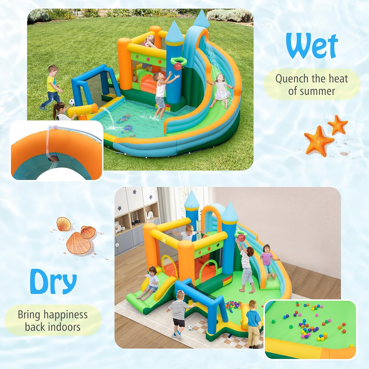 Надувной батут-горка 9-в-1 для – обзор и цена Kids Outdoor Water Slide