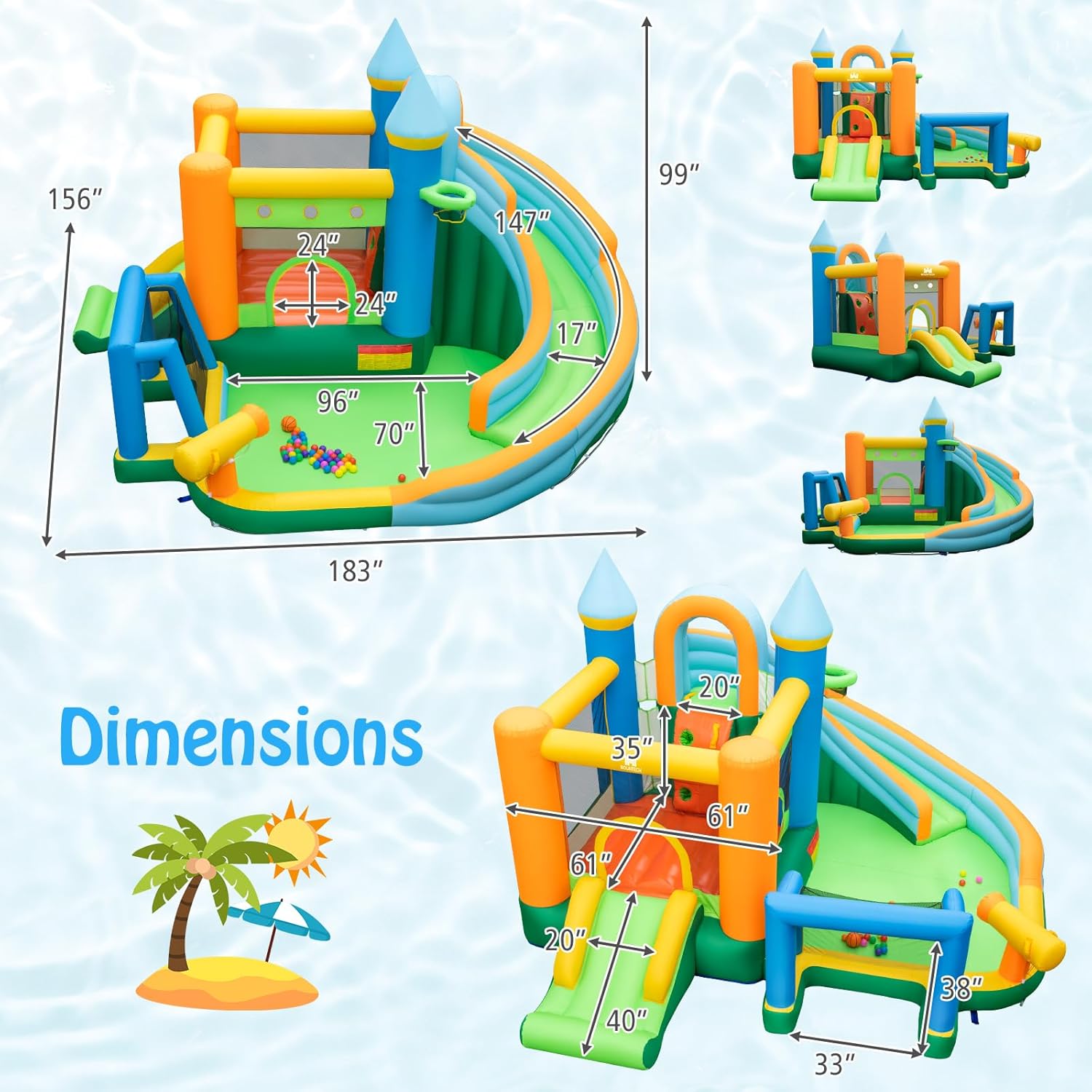 Надувной батут-горка 9-в-1 для – обзор и цена Kids Outdoor Water Slide