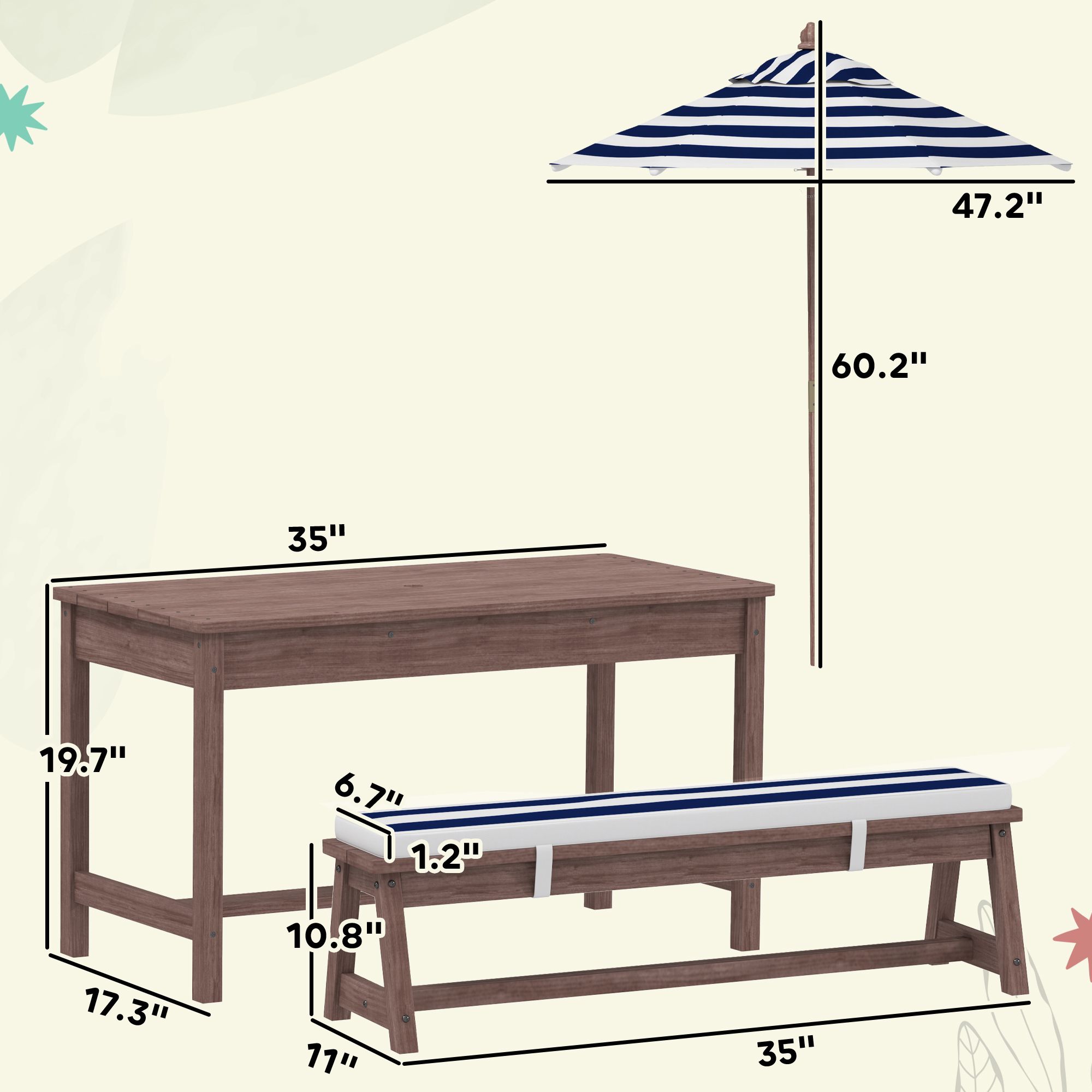 Детский деревянный стол для пи – обзор и цена Kids Outdoor Bench
