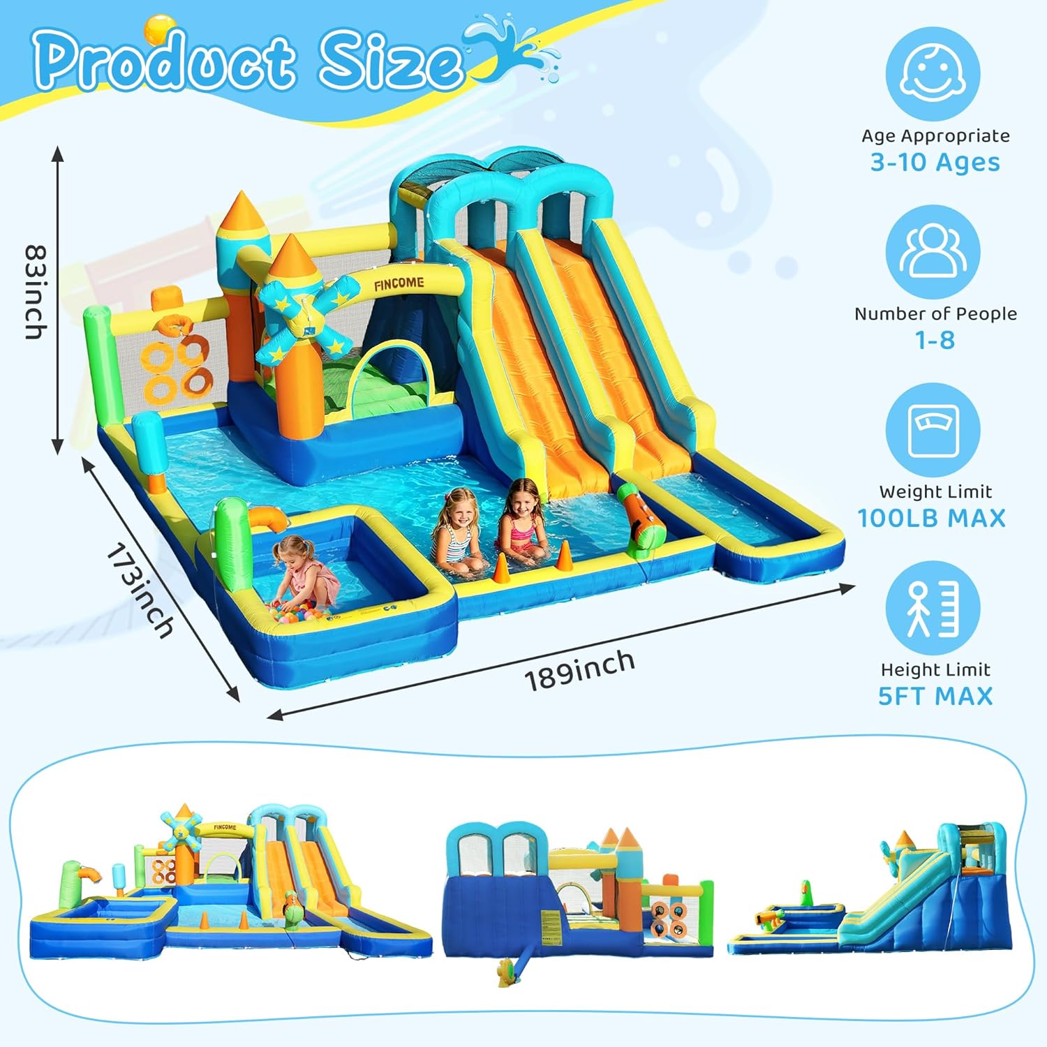 Надувной батут-замок 10-в-1 с  – обзор и цена Kids Outdoor Water Slide