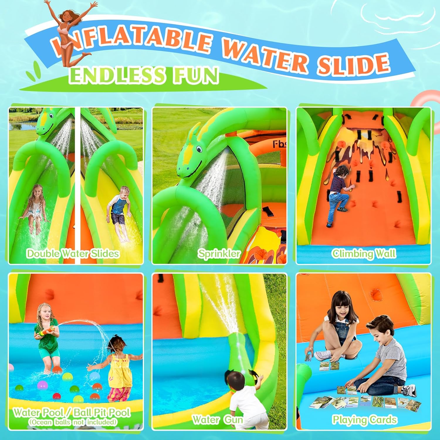 Надувной батут для детей с гор – обзор и цена Kids Outdoor Water Slide
