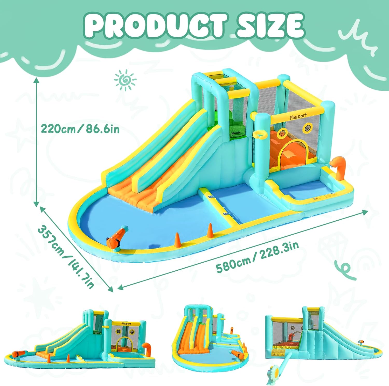 Надувной аквапарк с двойной го – обзор и цена Kids Outdoor Water Slide