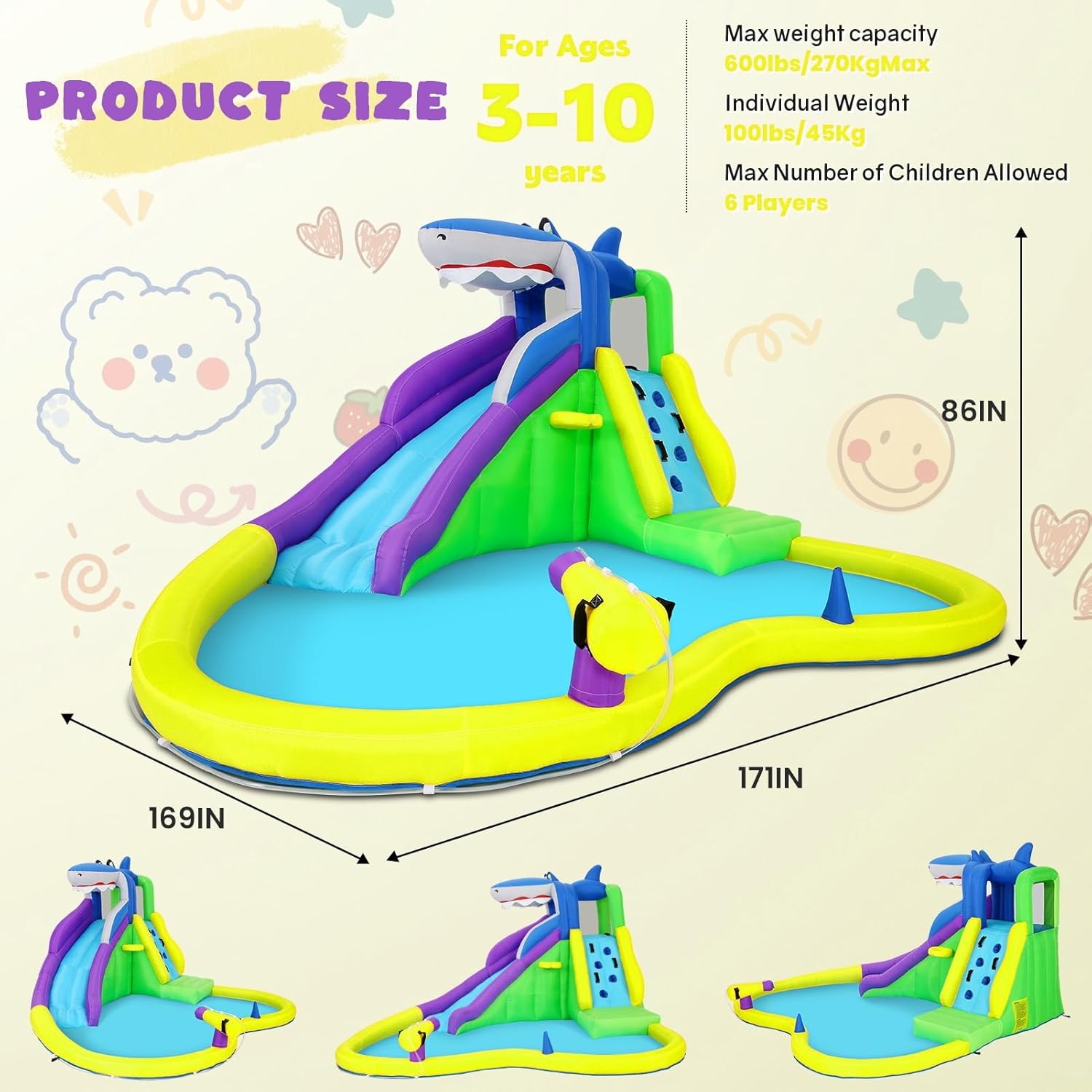 Надувной батут 13x14 футов с в – обзор и цена Kids Outdoor Water Slide