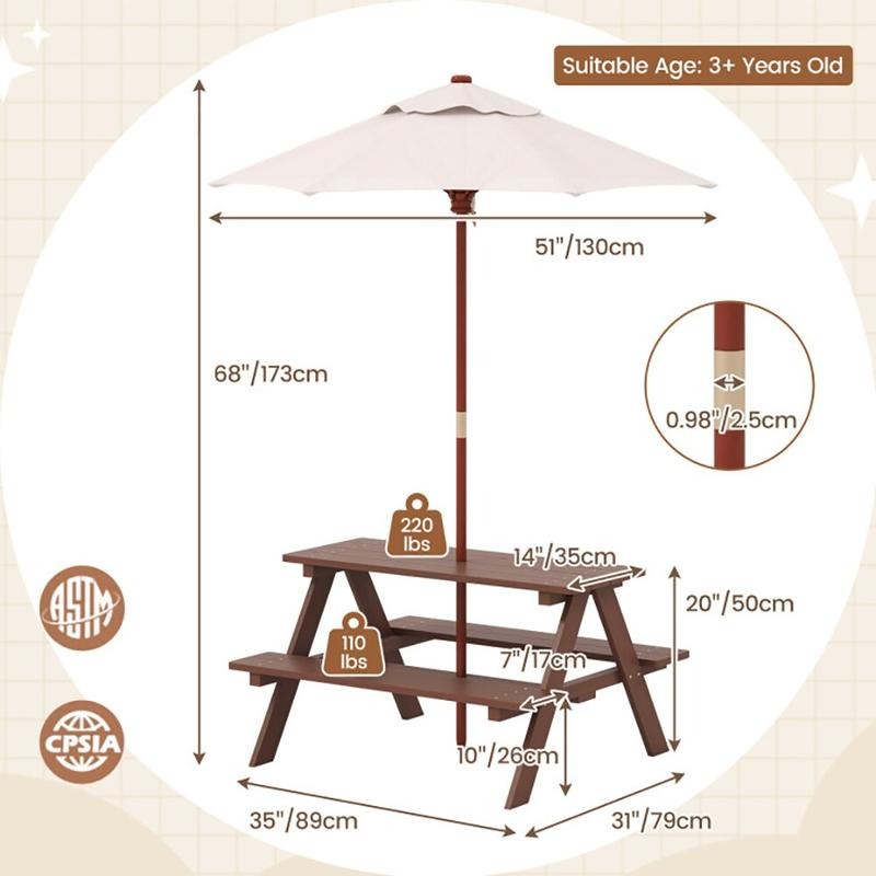 Уличный набор для пикника: 4-м – обзор и цена Kids Outdoor Bench