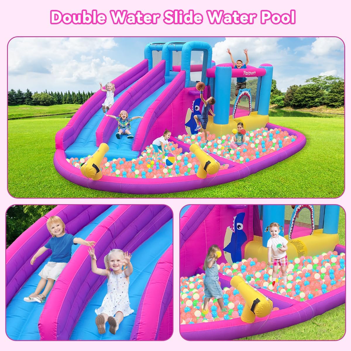 Надувной батут с двумя водными – обзор и цена Kids Outdoor Water Slide